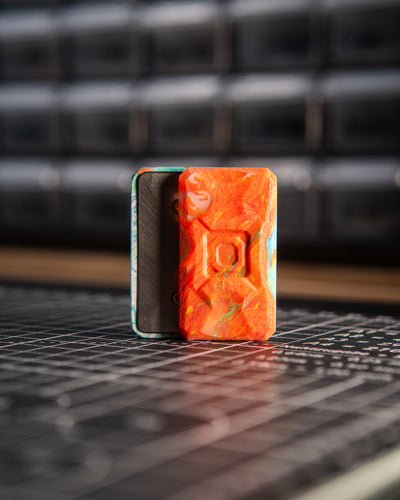 Echo Appa Pro Tile Fidget Slider - Resin Blue & Orange Swirl