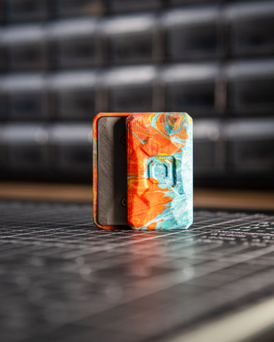 Echo Appa Pro Tile Fidget Slider - Resin Blue & Orange Swirl