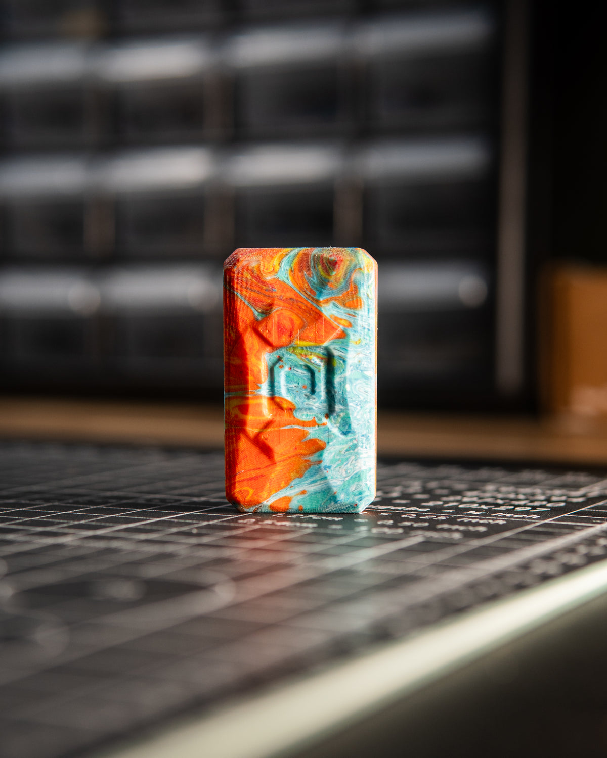 Echo Appa Pro Tile Fidget Slider - Resin Blue & Orange Swirl