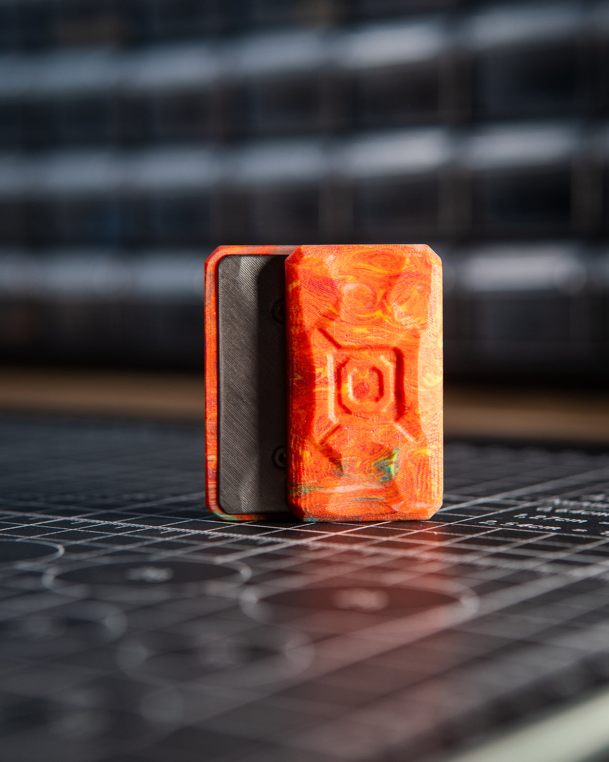 Echo Appa Pro Tile Fidget Slider - Resin Orange Swirl