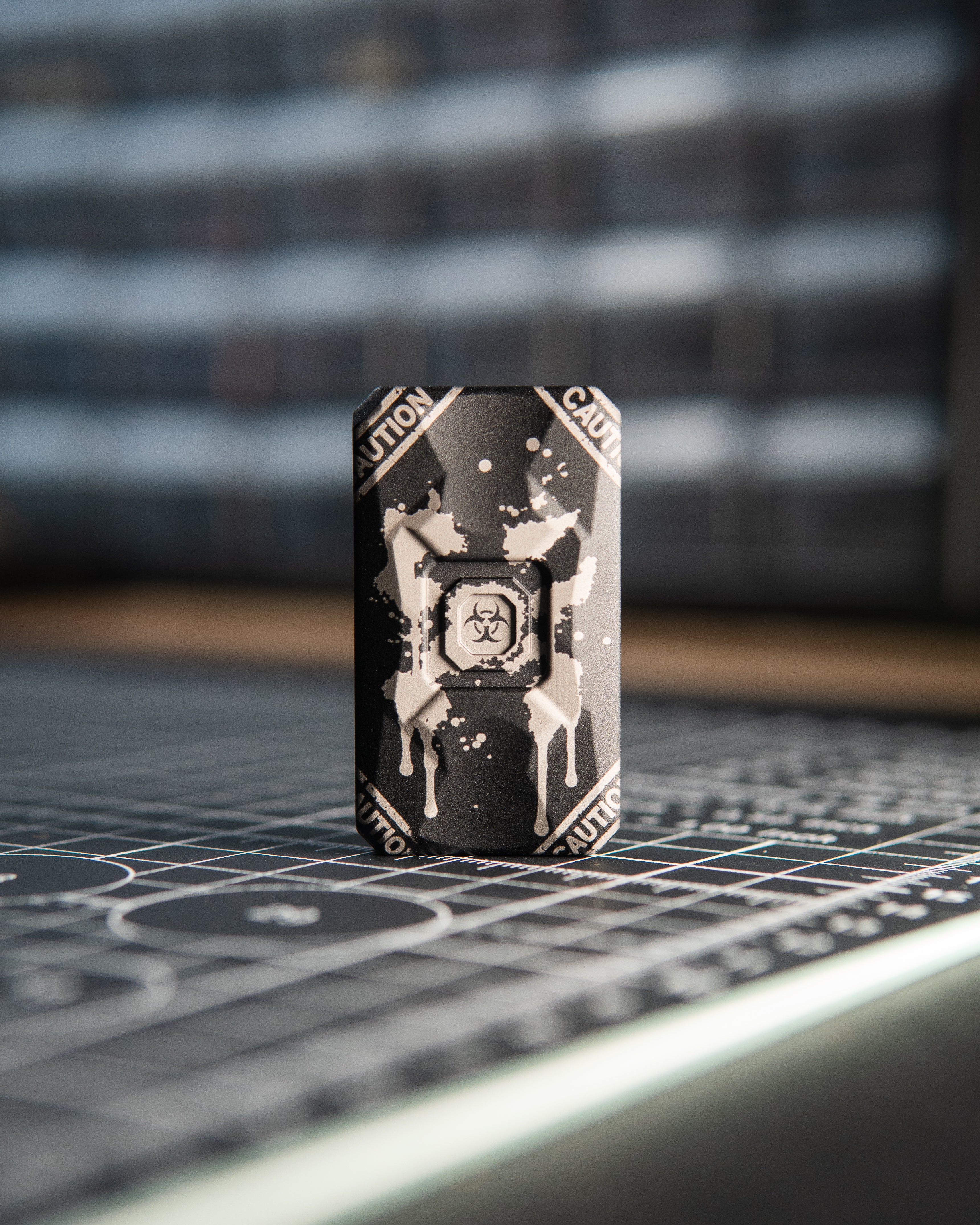 Echo Appa Tile Fidget Slider - Aluminum Black, "Biohazard" Edition