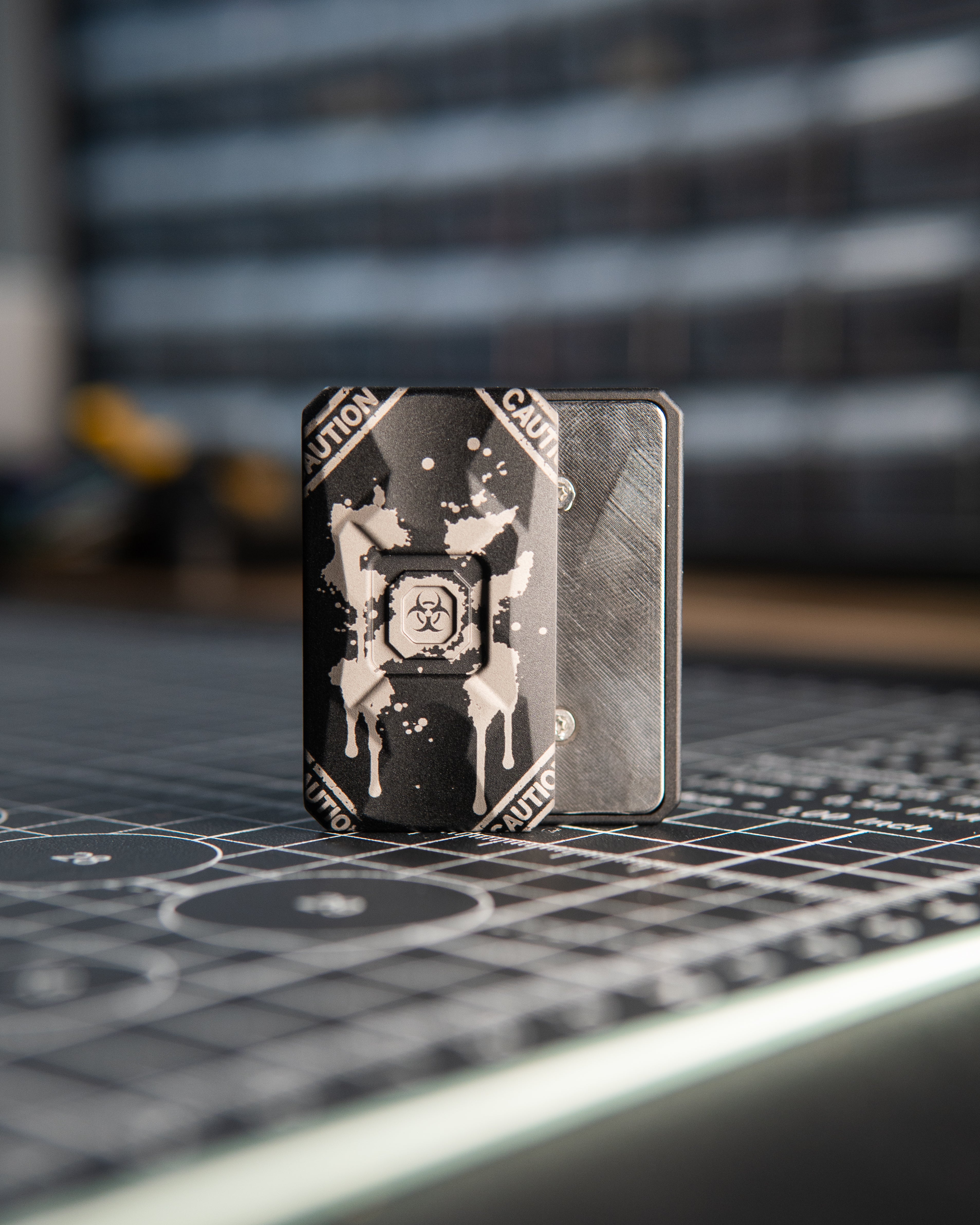 Echo Appa Tile Fidget Slider - Aluminum Black, "Biohazard" Edition