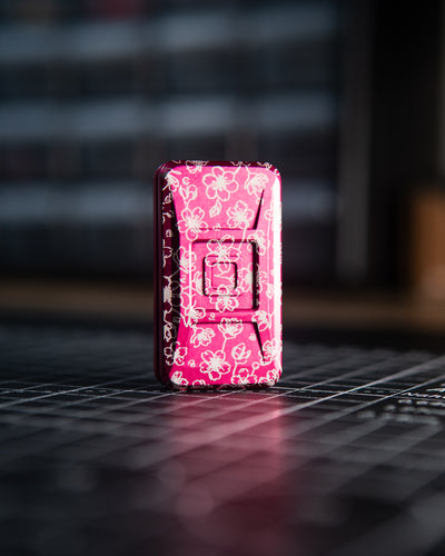 Echo Ergo Tile Fidget Slider - Maker's Choice, Aluminum Pink Azalea "Cherry Blossom" Edition
