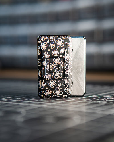 Echo Ergo Tile Fidget Slider - Maker's Choice, Aluminum Piano Black "Cherry Blossom" Edition