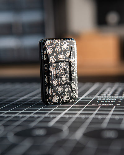 Echo Ergo Tile Fidget Slider - Maker's Choice, Aluminum Piano Black "Cherry Blossom" Edition