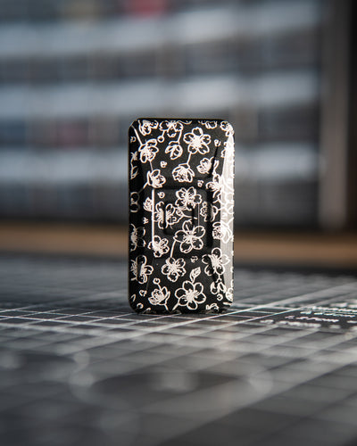 Echo Ergo Tile Fidget Slider - Maker's Choice, Aluminum Piano Black "Cherry Blossom" Edition
