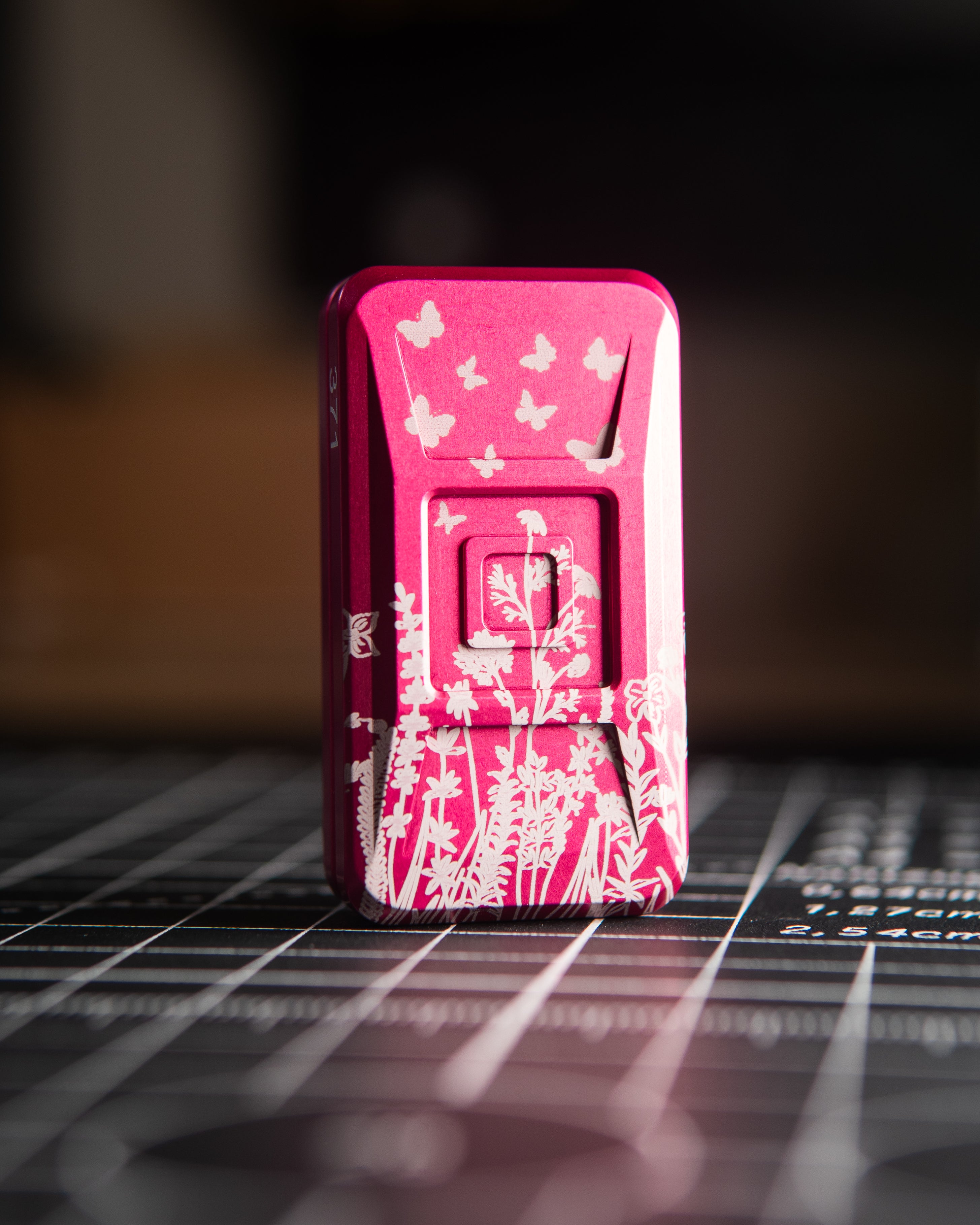 Echo Ergo Tile Fidget Slider - Maker's Choice, Aluminum Pink Azalea "Wildflower Ash" Edition