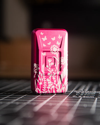 Echo Ergo Tile Fidget Slider - Maker's Choice, Aluminum Pink Azalea "Wildflower Ash" Edition