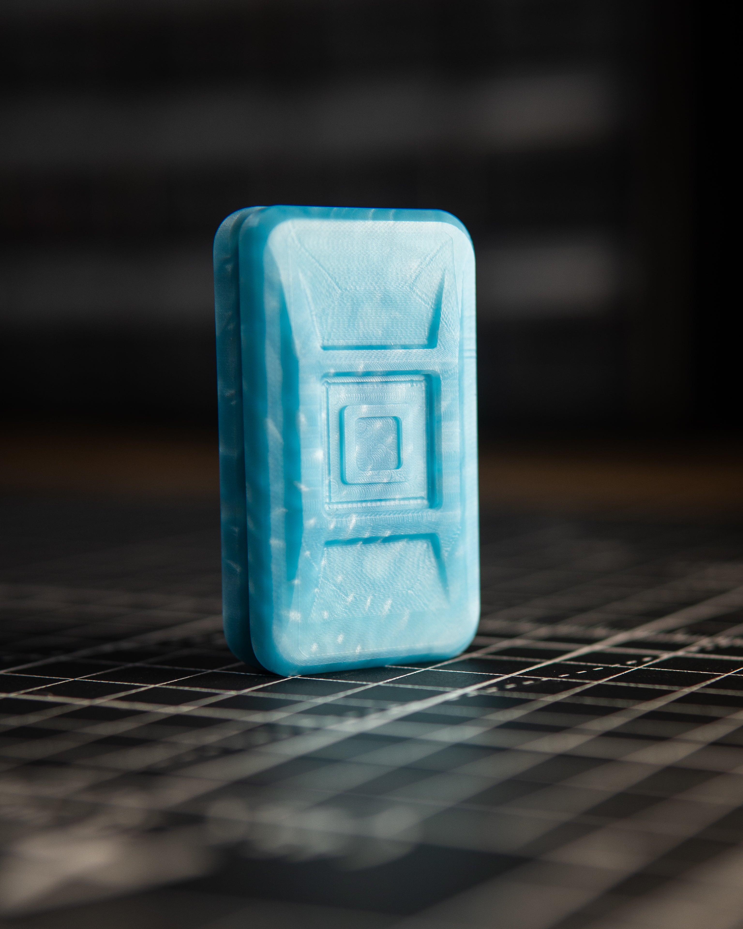 Echo Ergo Pro Tile Fidget Slider - Maker's Choice, Blue "Dragon Scales" Resin