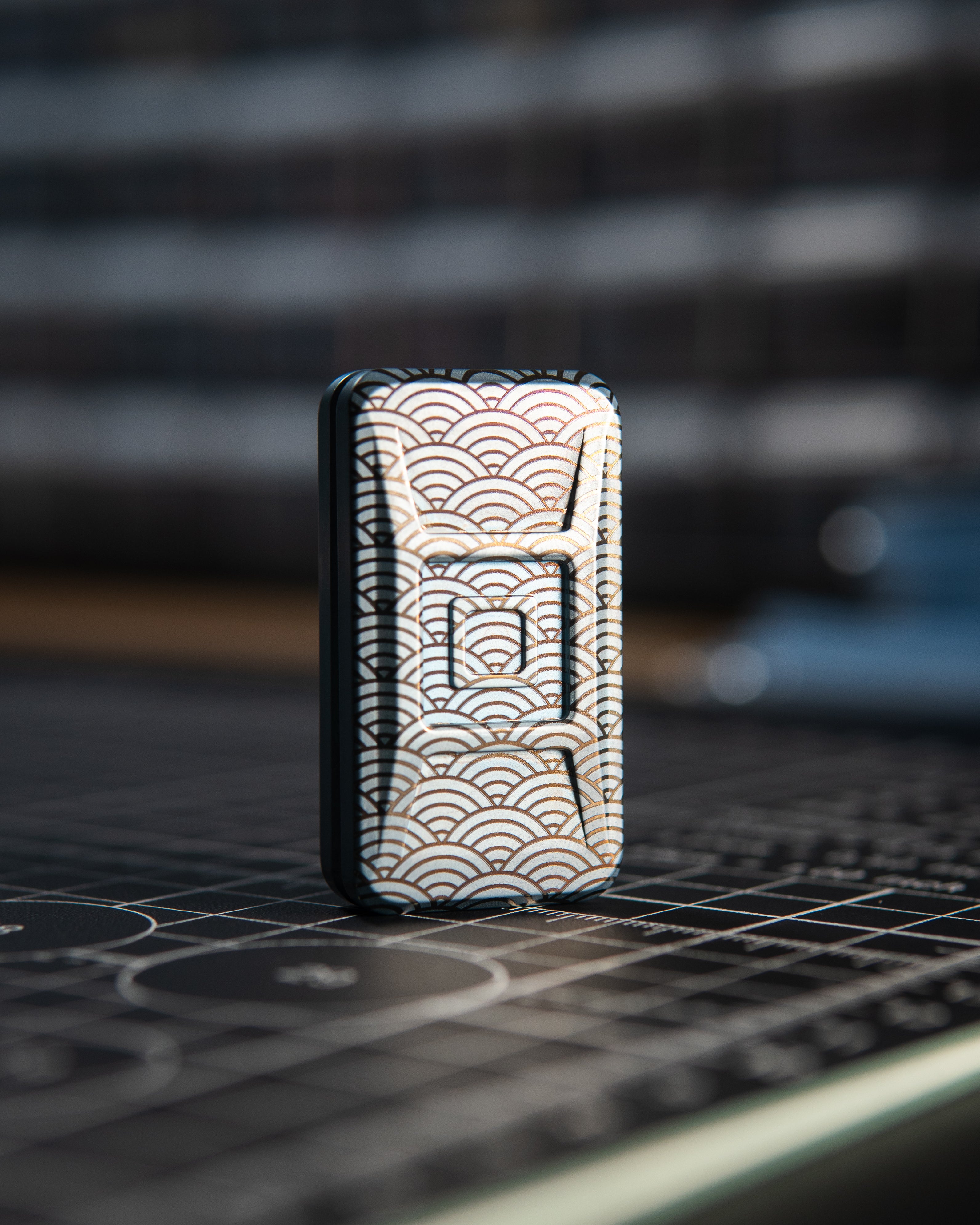 Echo Ergo Tile Fidget Slider - Maker's Choice, Titanium Seigaiha Custom Ano