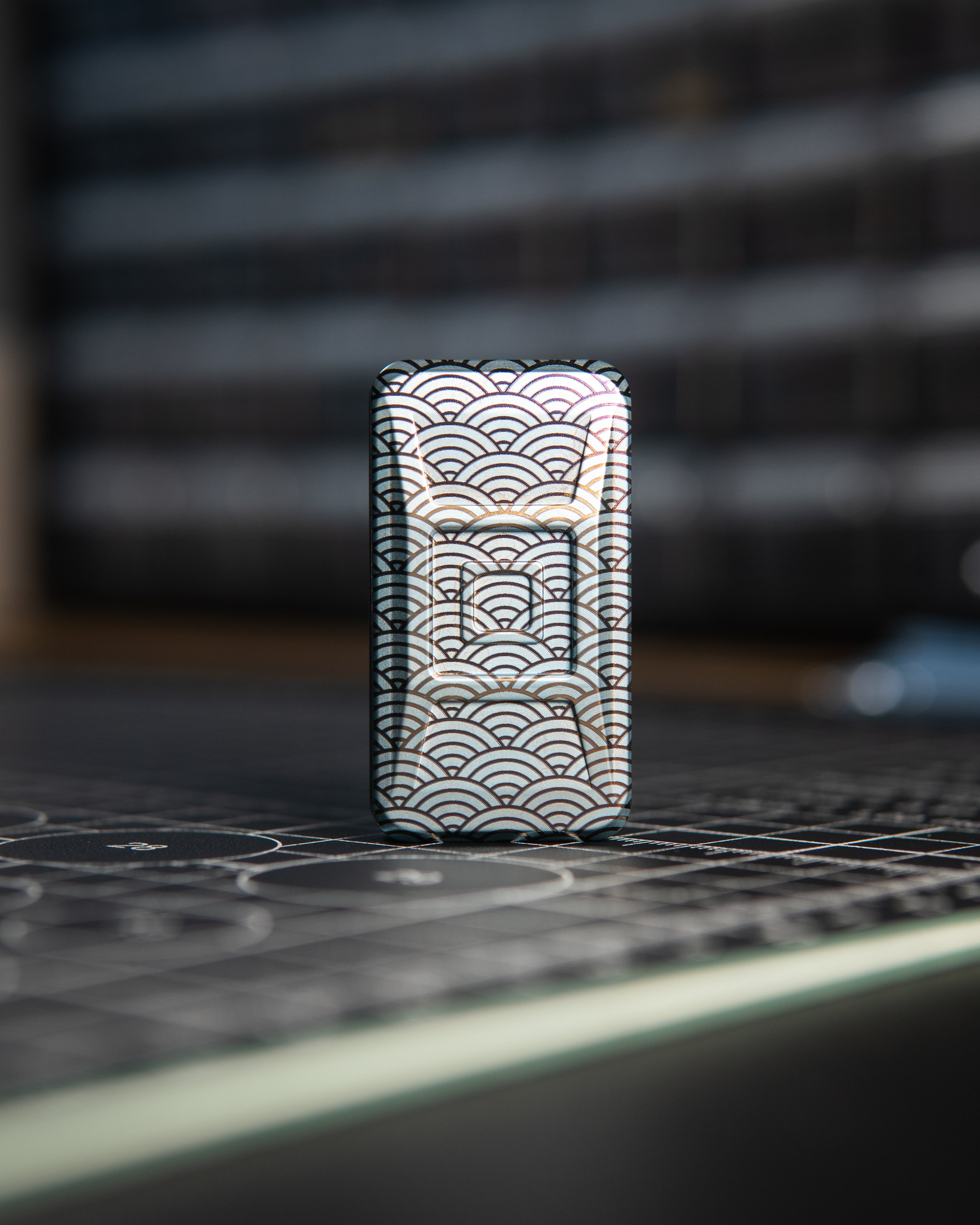 Echo Ergo Tile Fidget Slider - Maker's Choice, Titanium Seigaiha Custom Ano