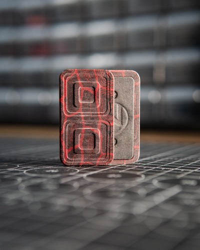 Echo Tile Fidget Slider - Maker's Choice, Red & Black Pattern Micarta