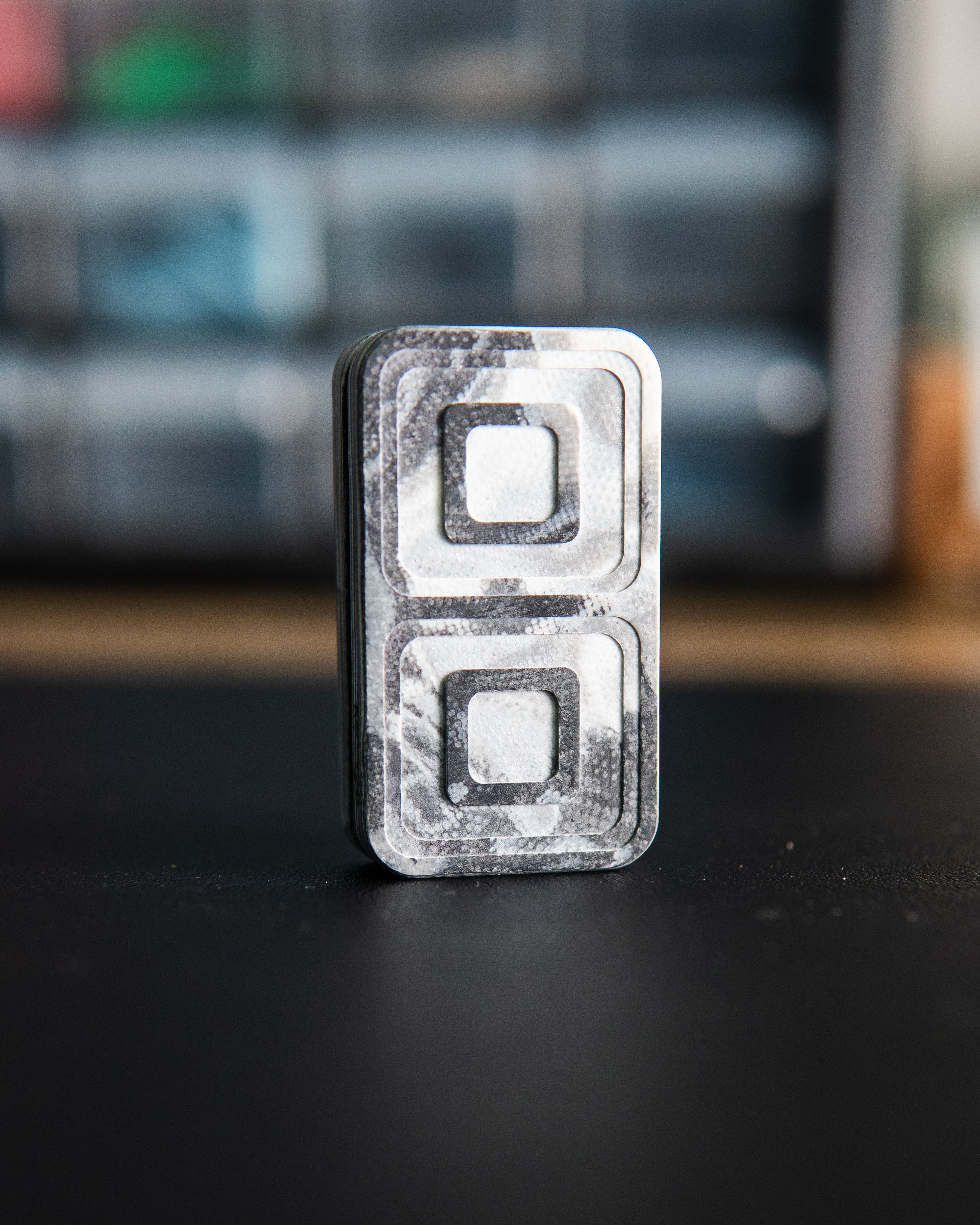 Echo Tile Fidget Slider - Maker's Choice, Black/White Marbled G10