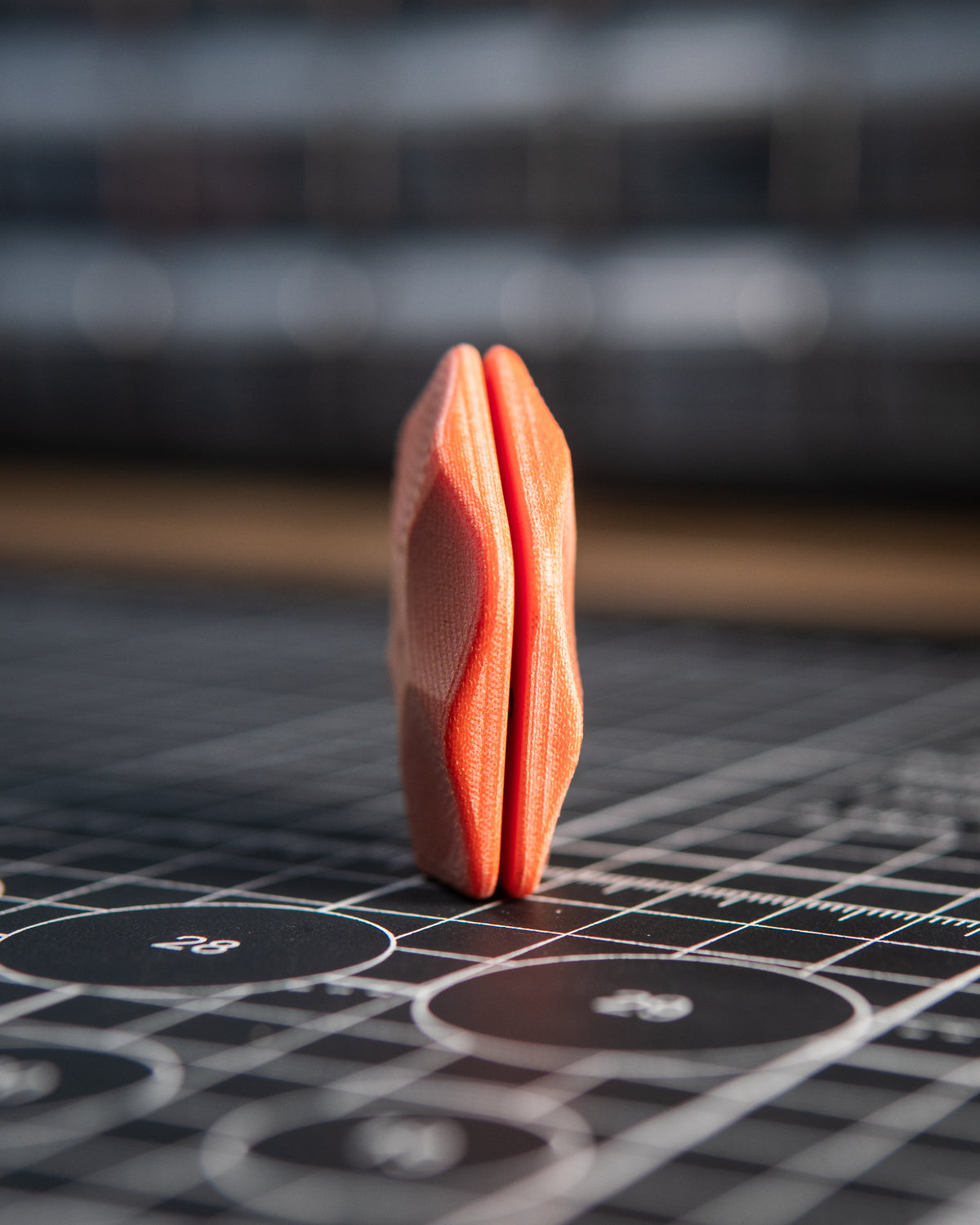 The ISO - Silent Magnetic Haptic Coin (Bengal Orange Linen Micarta)