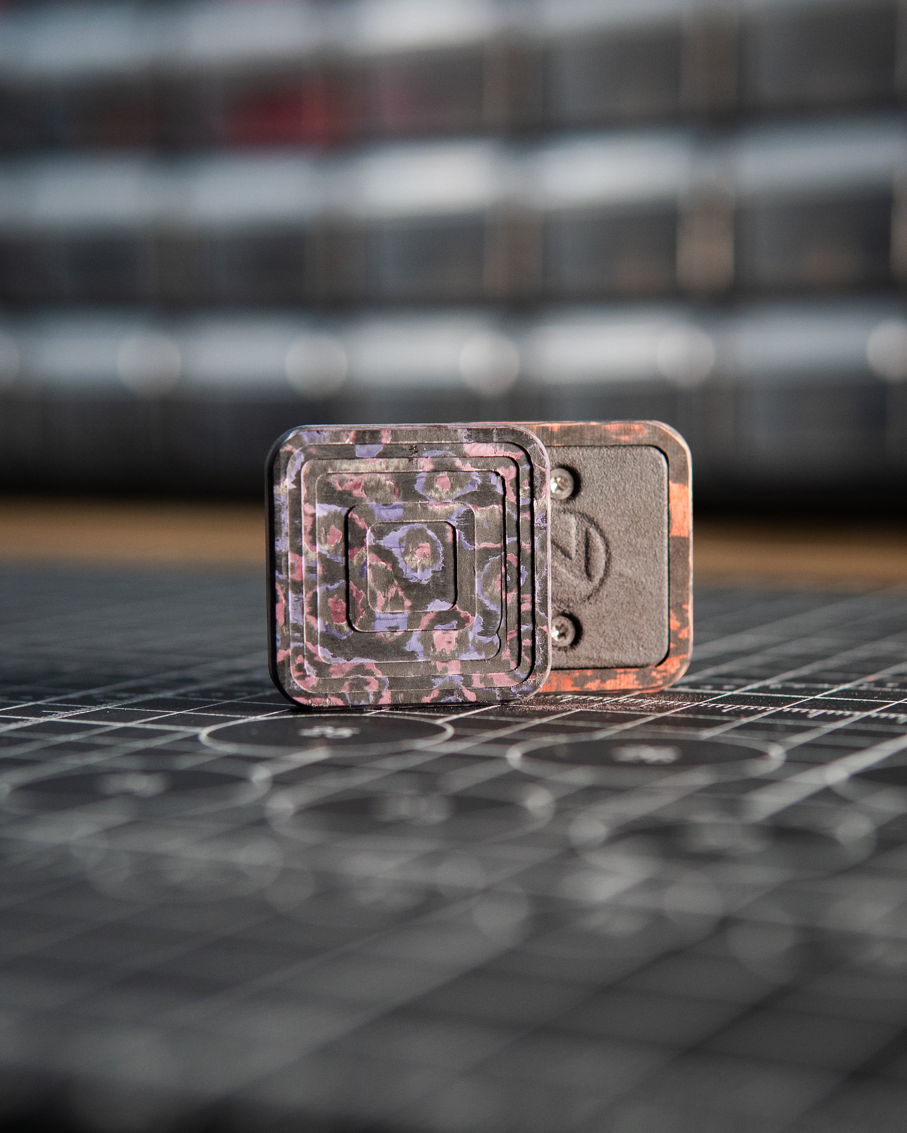 Mini Tile Fidget Slider - Maker's Choice, MIXED Purple Haze & Lava Flow Carbon Fiber