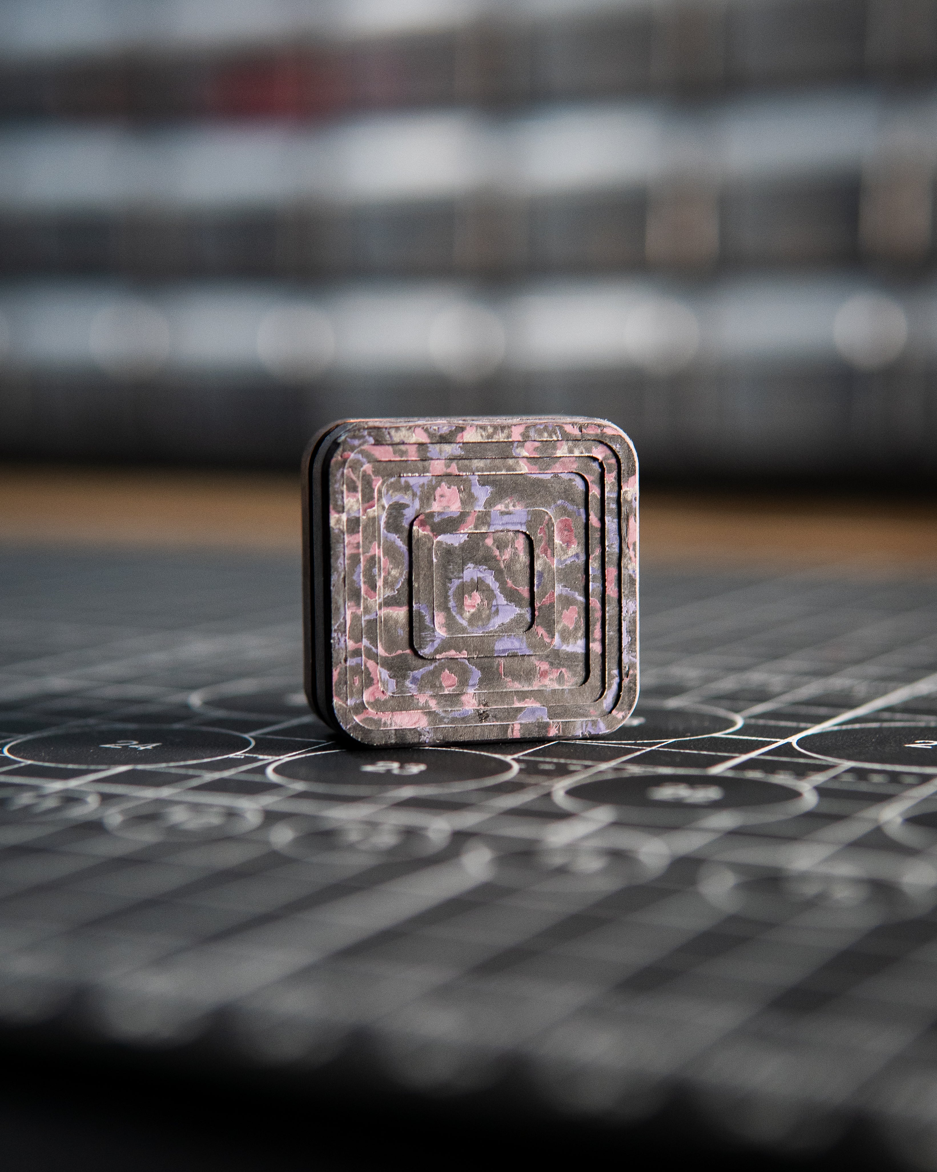 Mini Tile Fidget Slider - Maker's Choice, MIXED Purple Haze & Lava Flow Carbon Fiber