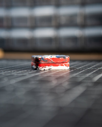Mini V2 Tile Fidget Slider - Maker's Choice, Red/White/Blue Resin