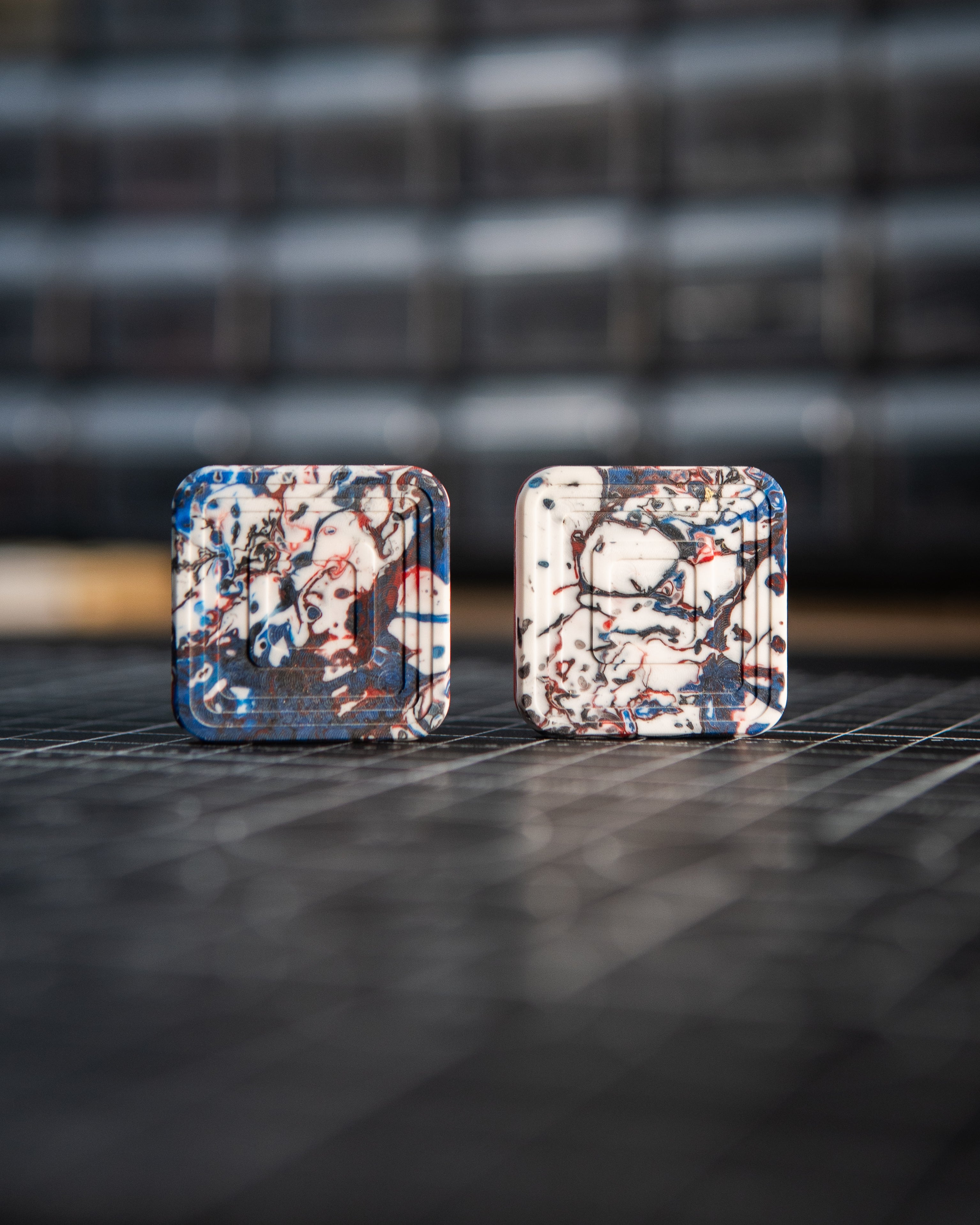 Mini V2 Tile Fidget Slider - Maker's Choice, Red/White/Blue Resin