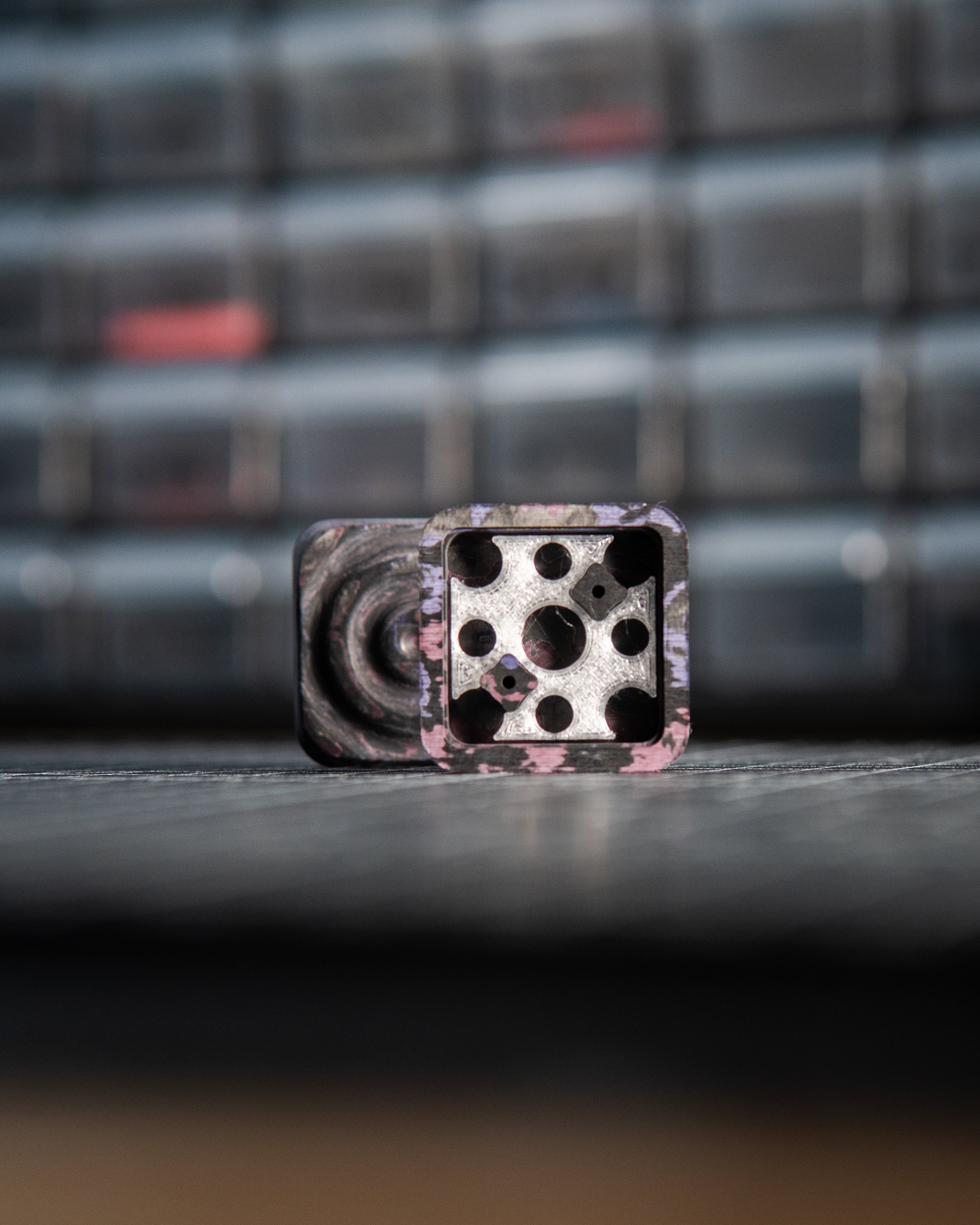 Mini V2 Ripple Tile Fidget Slider - Maker's Choice, Purple Haze Carbon Fiber