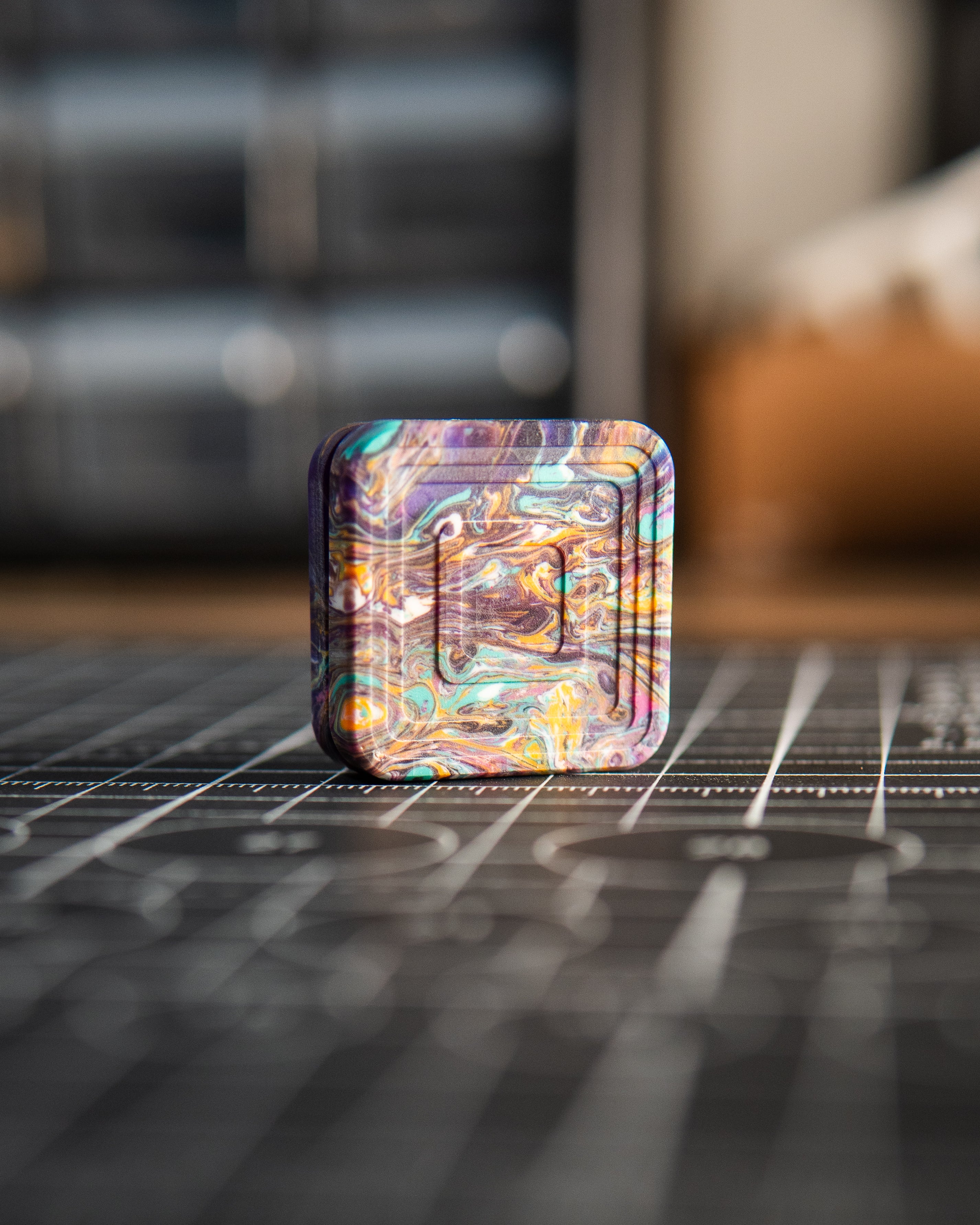 Mini V2 Tile Fidget Slider - Maker's Choice, Orange Hint Resin