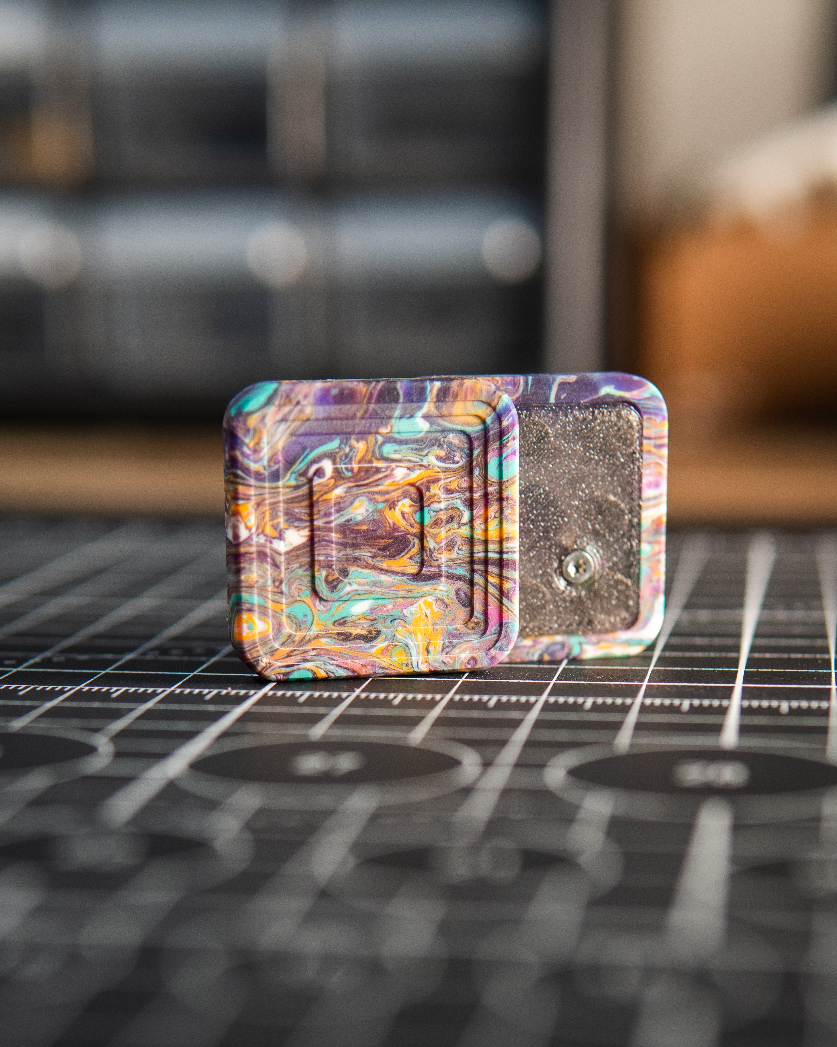 Mini V2 Tile Fidget Slider - Maker's Choice, Orange Hint Resin